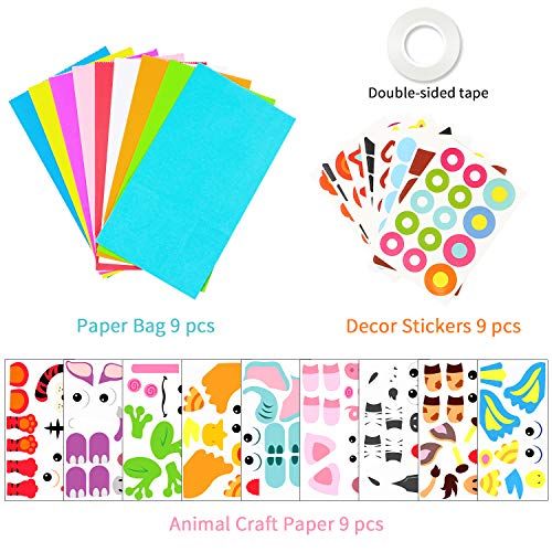 WATINC 9-Pack Hand Puppet Craft Kit – DIY Paper Sock Puppets with Googly Eyes for Kids' Pretend Play and Storytelling