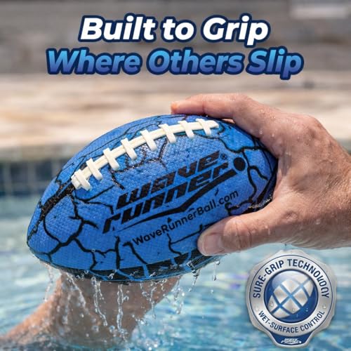 Wave Runner Water Football – 9.25 Inch, Grips When Wet, Floats, for Pool Beach Lake