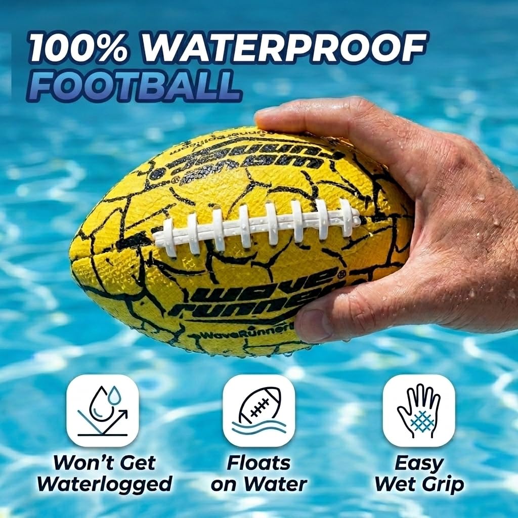 Wave Runner Water Football – 9.25 Inch, Grips When Wet, Floats, for Pool Beach Lake