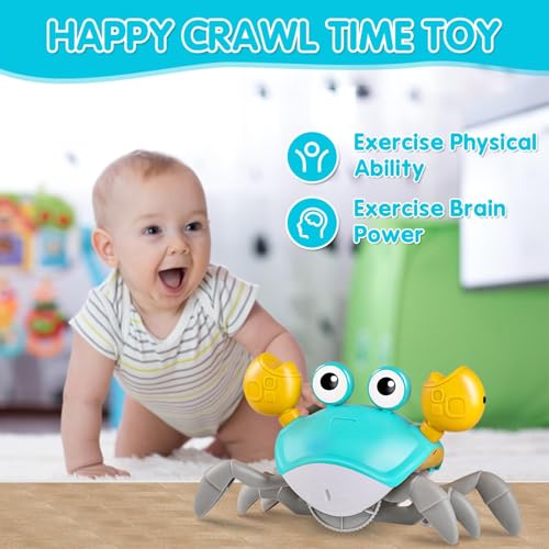 WAVISA Crawling Crab Baby Toy 2.0 with Music and Speed Control - Encourages Tummy Time and Crawling for Infants 6-12 Months
