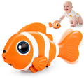 WAVISA Crawling Fish Baby Toy - Musical Tummy Time Toy with Obstacle Avoidance for 6-12 Months
