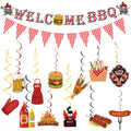 WAWEOOP BBQ Party Decorations Set – Welcome Banner, Checkered Banner, Hanging Swirls, Pre-Strung Cardstock