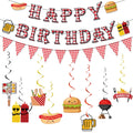 WAWEOOP BBQ Picnic Themed Birthday Party Decorations Set with Banners and Swirls
