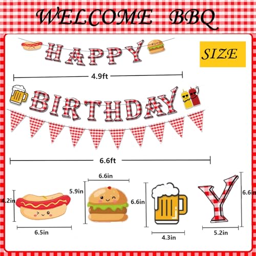 WAWEOOP BBQ Picnic Themed Birthday Party Decorations Set with Banners and Swirls