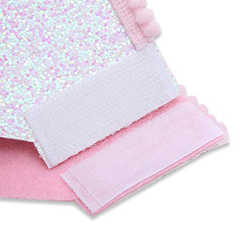 WAWUO Rainbow Birthday Crown for Girls – Light Pink Glitter Felt Hat for 1–6 Year Olds