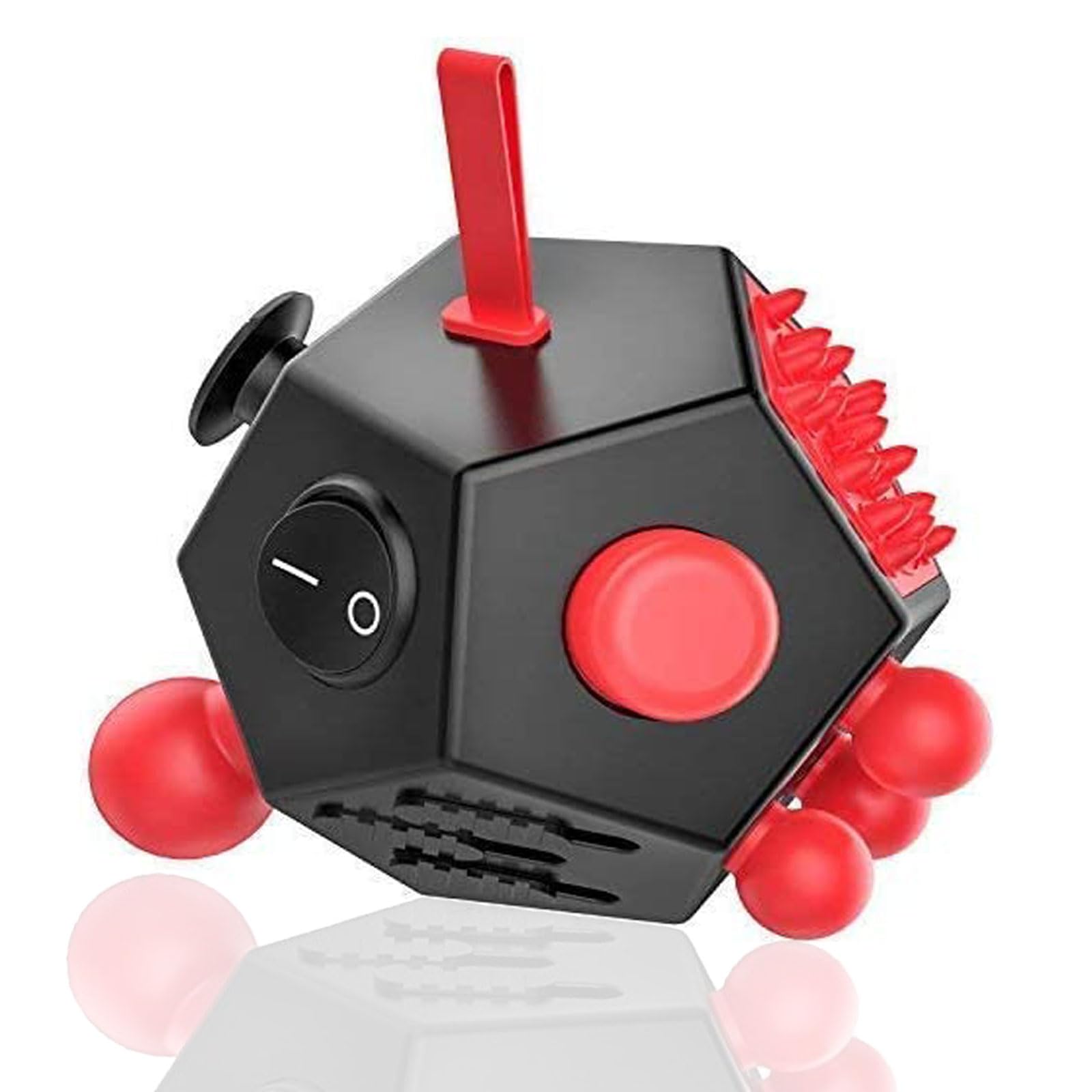 WCZCBOYA 12-Sided Fidget Cube (Dodecagon) – Red, Stress Relief & Focus Toy for ADHD, ADD, Autism