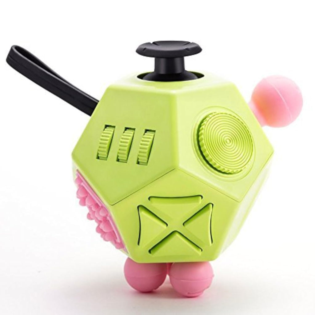 WCZCBOYA 12-Sided Fidget Cube (Green/A3) - Stress Relief Toy with Gears, Buttons, Joystick & More