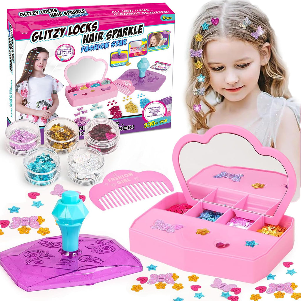 WDFXLWT Hair Gem Stamper Kit – Reusable Sequins, No Glue, One-Click Application for Kids