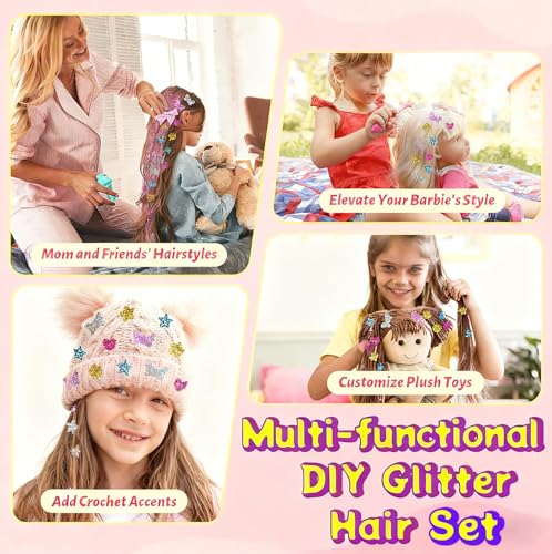 WDFXLWT Hair Gem Stamper Kit – Reusable Sequins, No Glue, One-Click Application for Kids