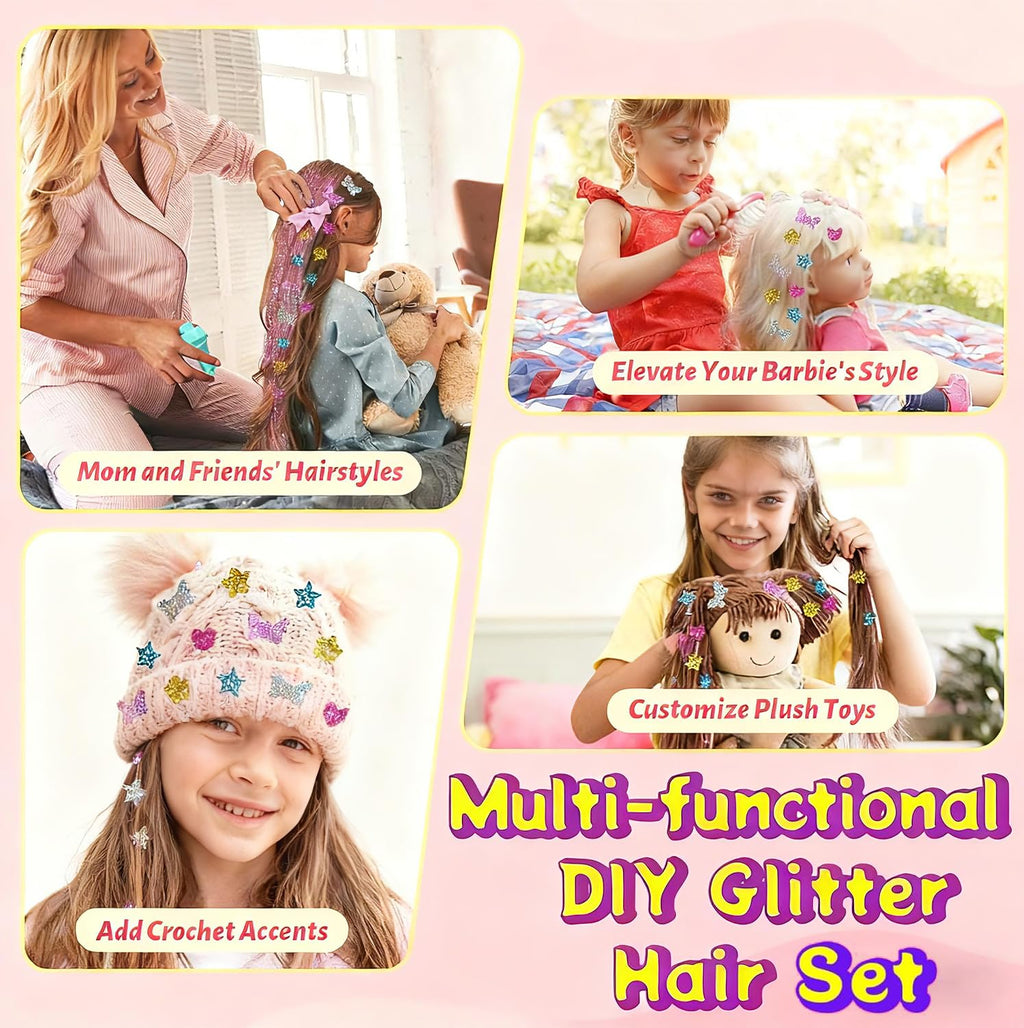 WDFXLWT Hair Gem Stamper Kit – Reusable Sequins, No Glue, One-Click Application for Kids