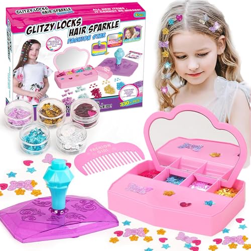 WDFXLWT Hair Gem Stamper Kit – Reusable Sequins, No Glue, One-Click Application for Kids