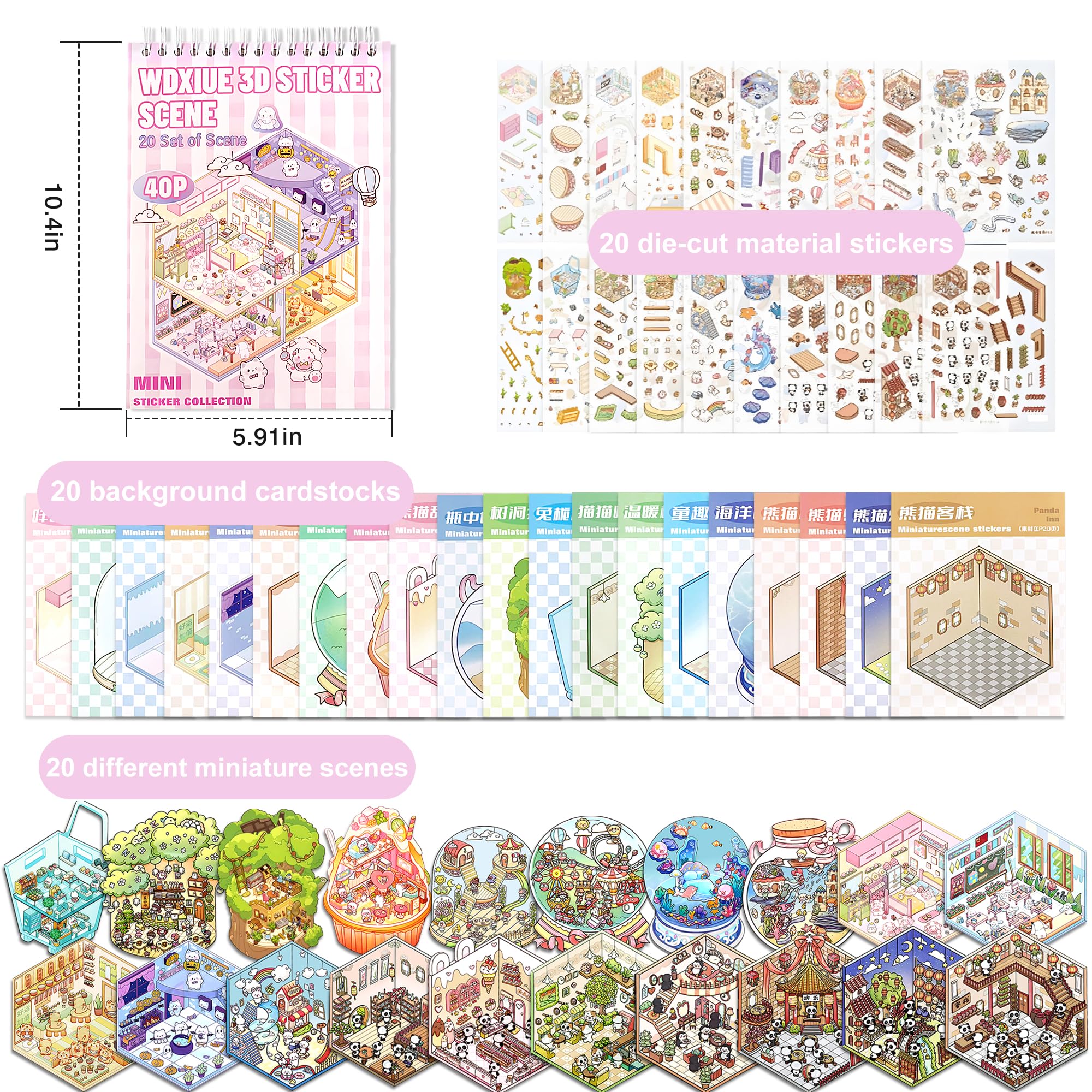 WDXIUE Scene Sticker Kit – 20 DIY 3D Sticker Scenes for Creative Play and Stress Relief