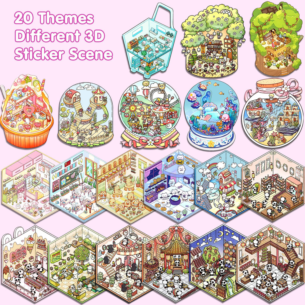 WDXIUE Scene Sticker Kit – 20 DIY 3D Sticker Scenes for Creative Play and Stress Relief