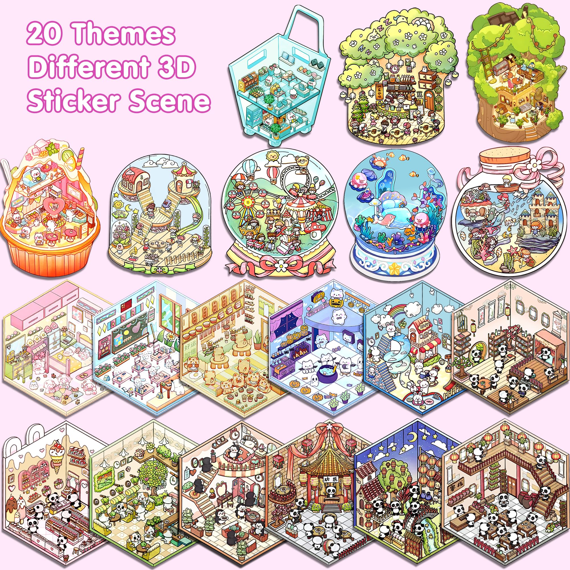 WDXIUE Scene Sticker Kit – 20 DIY 3D Sticker Scenes for Creative Play and Stress Relief