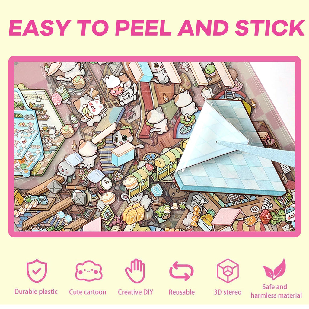 WDXIUE Scene Sticker Kit – 20 DIY 3D Sticker Scenes for Creative Play and Stress Relief