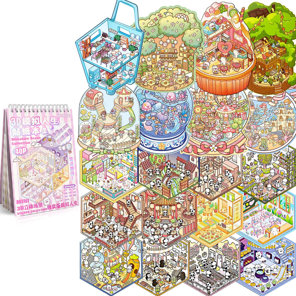 WDXIUE Scene Sticker Kit – 20 DIY 3D Sticker Scenes for Creative Play and Stress Relief