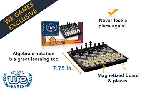 WE Games 8-Inch Travel Chess Set with Magnetic Pieces and Foldable Board