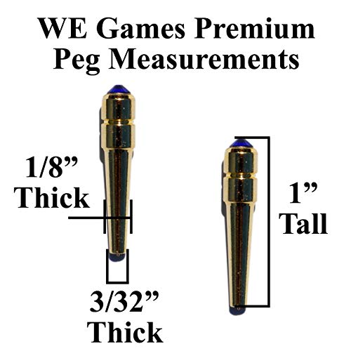 WE Games Brass Cribbage Pegs with Austrian Crystals - 3 Pack - Sapphire Blue