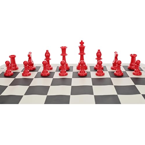 WE Games Color Bright Half Chess Set: Red Staunton Tournament Pieces (3.75in King)