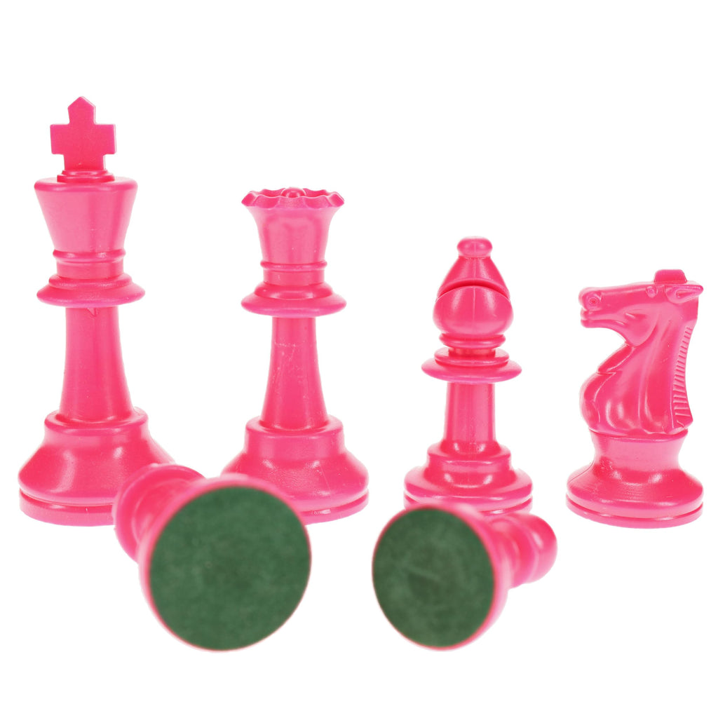 WE Games Color Bright Pink Plastic Staunton Chess Pieces - Half Set (17 Pieces) with 3.75 in King