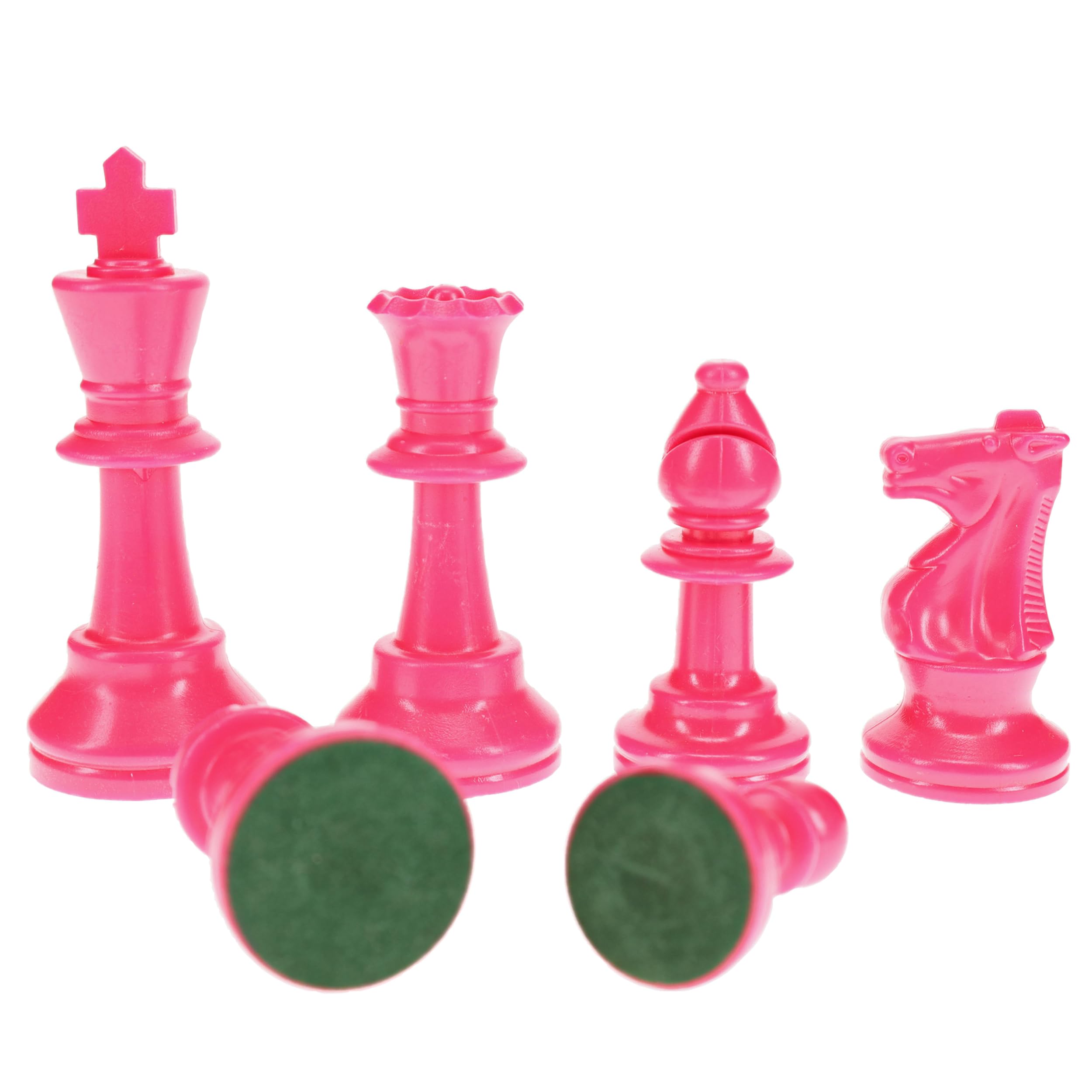 WE Games Color Bright Pink Plastic Staunton Chess Pieces - Half Set (17 Pieces) with 3.75 in King