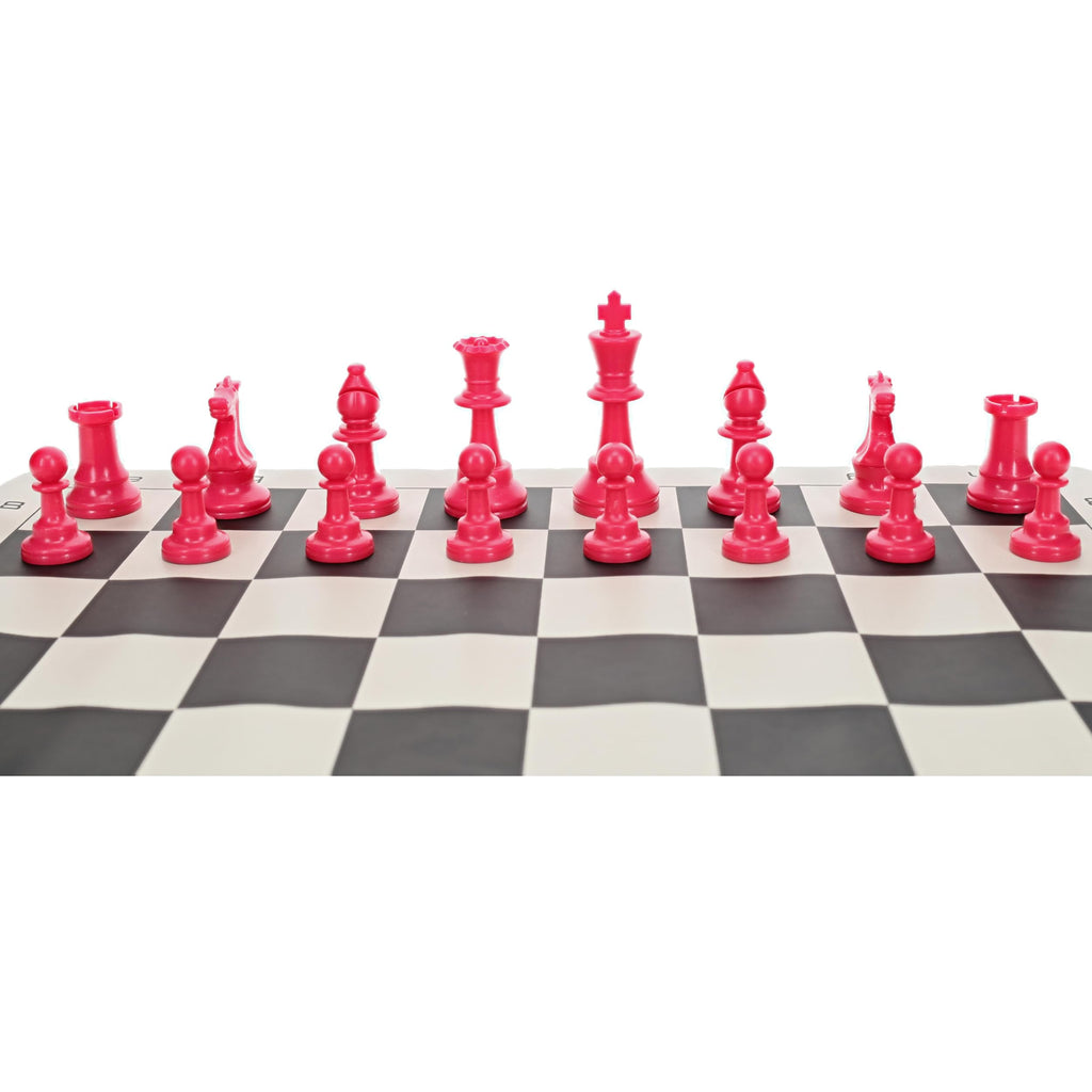WE Games Color Bright Pink Plastic Staunton Chess Pieces - Half Set (17 Pieces) with 3.75 in King