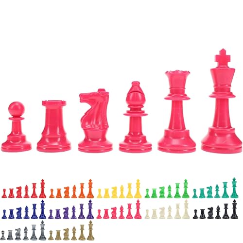 WE Games Color Bright Pink Plastic Staunton Chess Pieces - Half Set (17 Pieces) with 3.75 in King