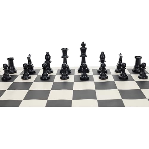 WE Games Color Bright Plastic Staunton Tournament Chess Pieces - Half Set (Black) with 3.75 in. King