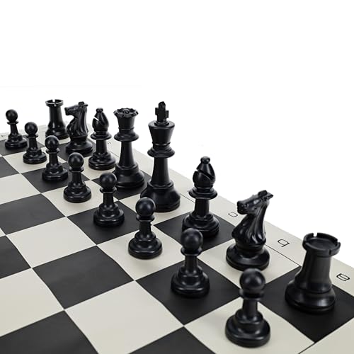 WE Games Color Bright Plastic Staunton Tournament Chess Pieces - Half Set (Black) with 3.75 in. King