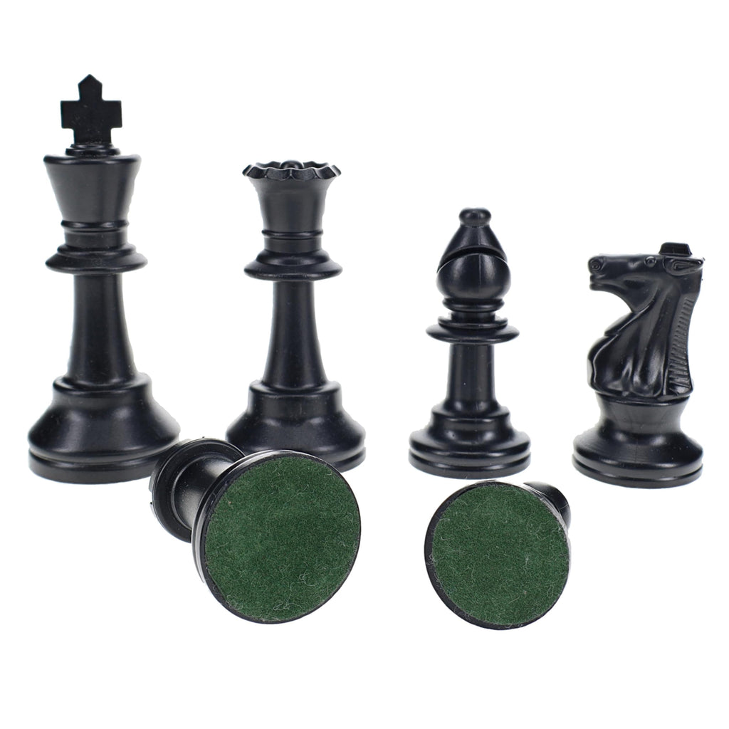WE Games Color Bright Plastic Staunton Tournament Chess Pieces - Half Set (Black) with 3.75 in. King