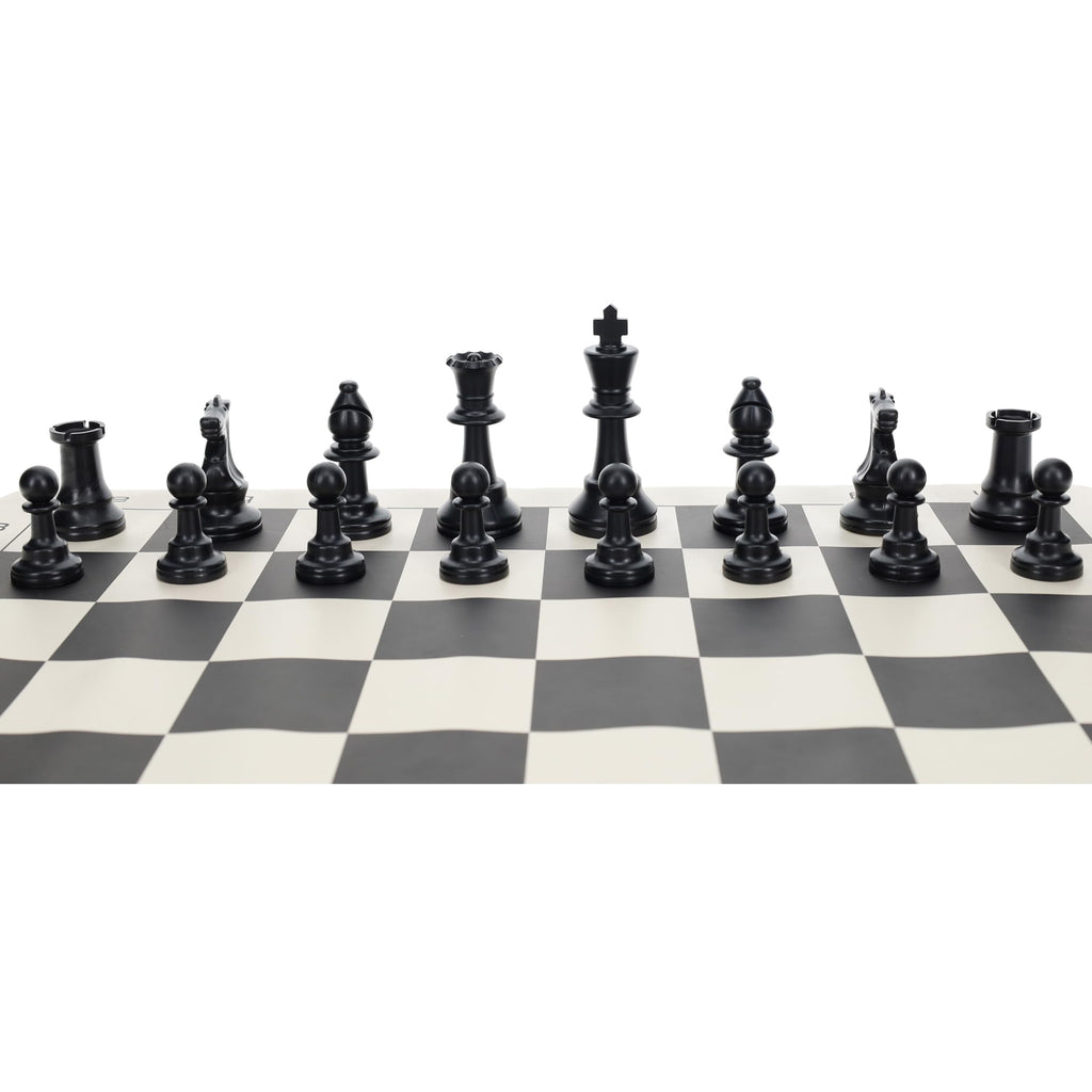 WE Games Color Bright Plastic Staunton Tournament Chess Pieces - Half Set (Black) with 3.75 in. King