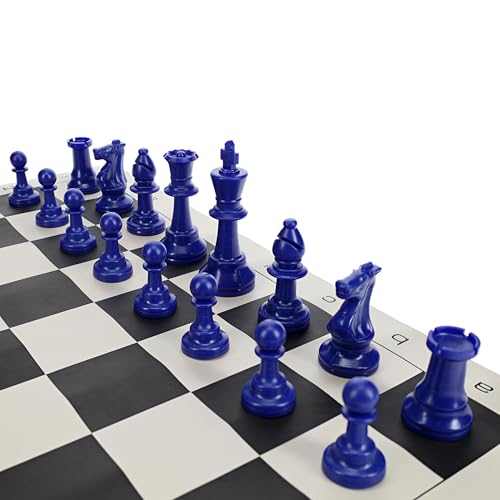 WE Games Color Bright Plastic Staunton Tournament Chess Pieces – Blue Half Set with 3.75 in. King