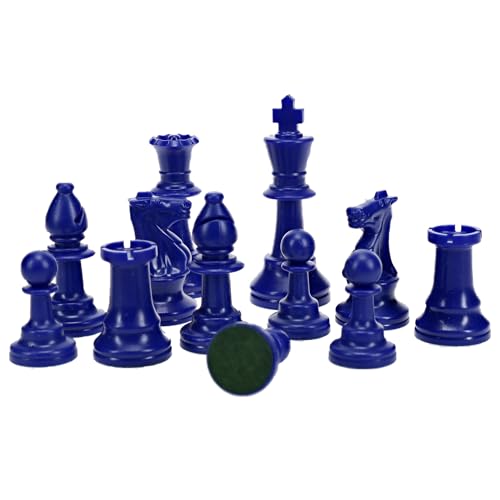 WE Games Color Bright Plastic Staunton Tournament Chess Pieces – Blue Half Set with 3.75 in. King