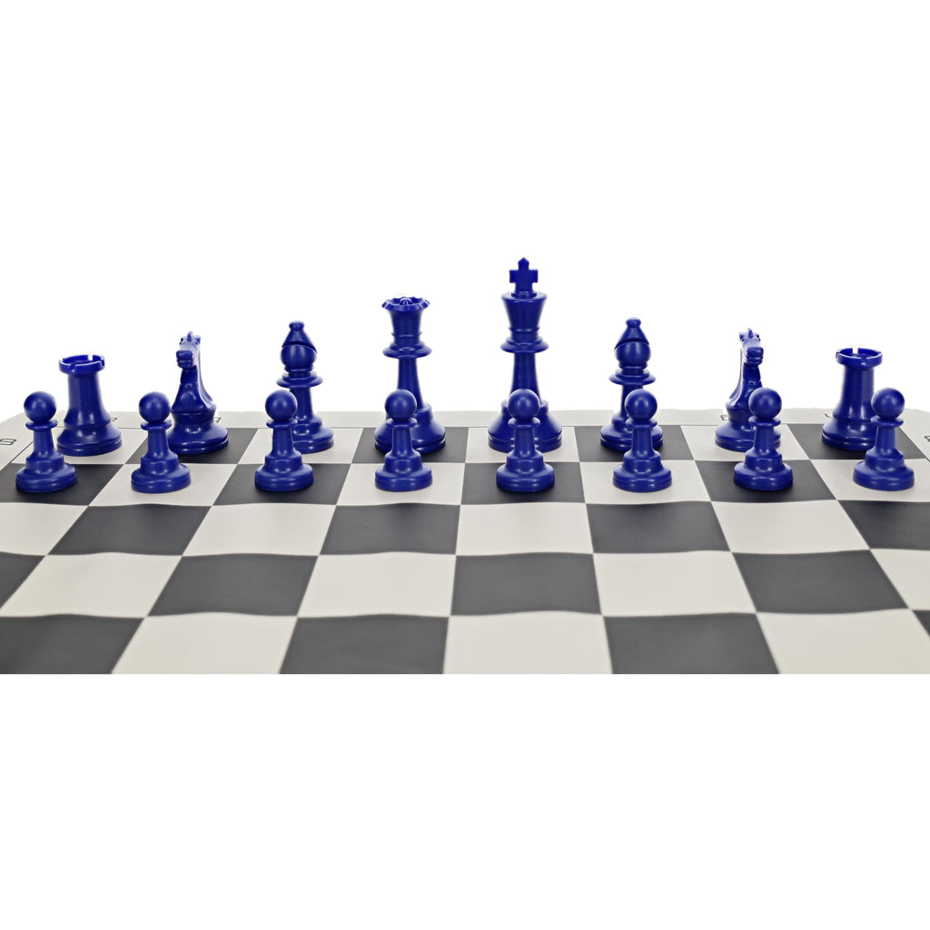 WE Games Color Bright Plastic Staunton Tournament Chess Pieces – Blue Half Set with 3.75 in. King