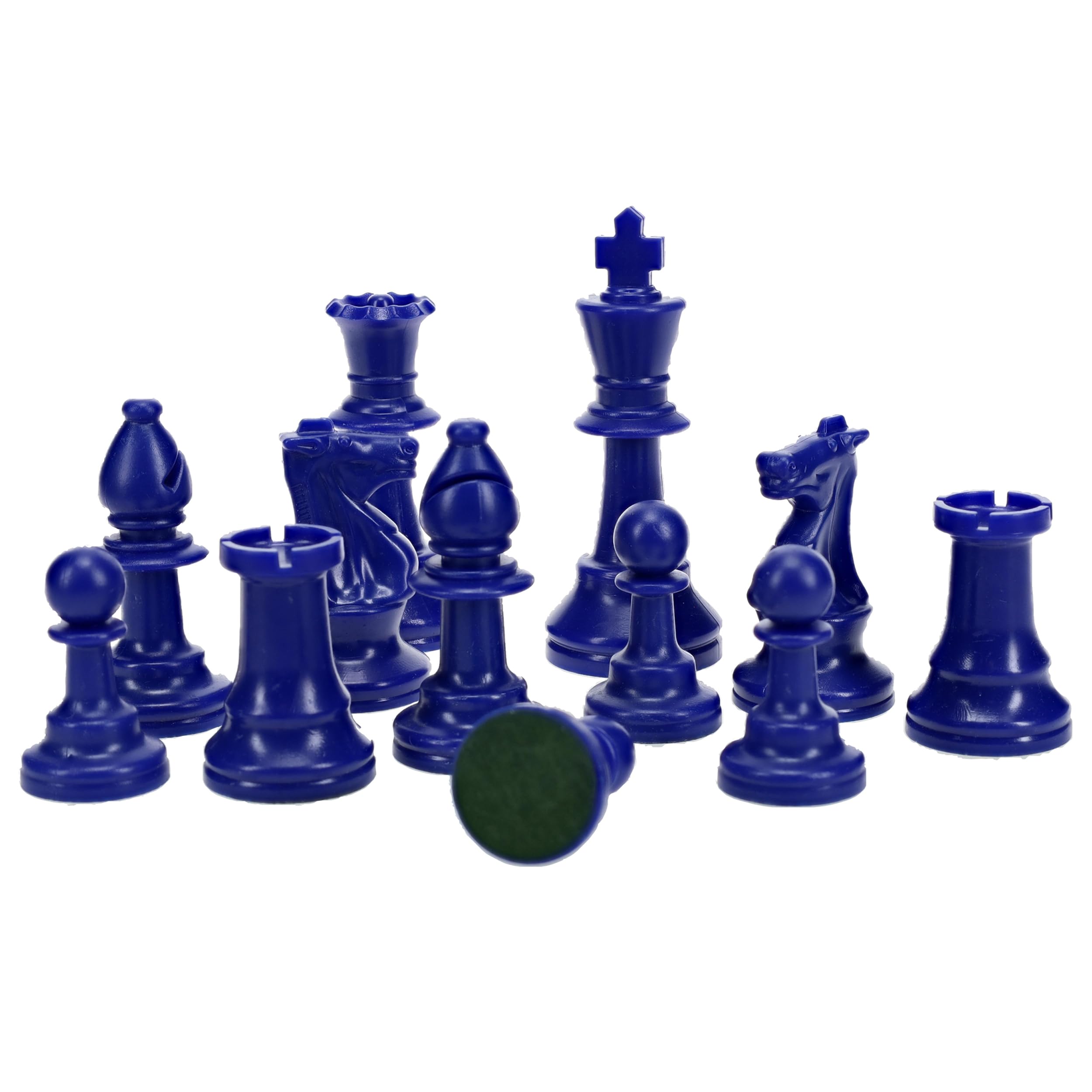 WE Games Color Bright Plastic Staunton Tournament Chess Pieces – Blue Half Set with 3.75 in. King