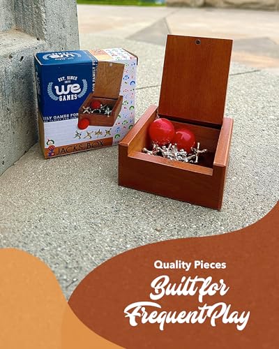 WE Games Metal Jacks Set – 10 Jacks, 2 Red Balls, Wooden Box