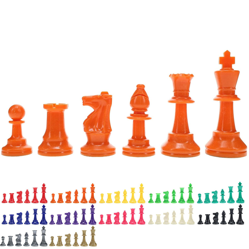 WE Games Orange Plastic Staunton Chess Pieces – 3.75 in King, Tournament Half Set with Extra Queen