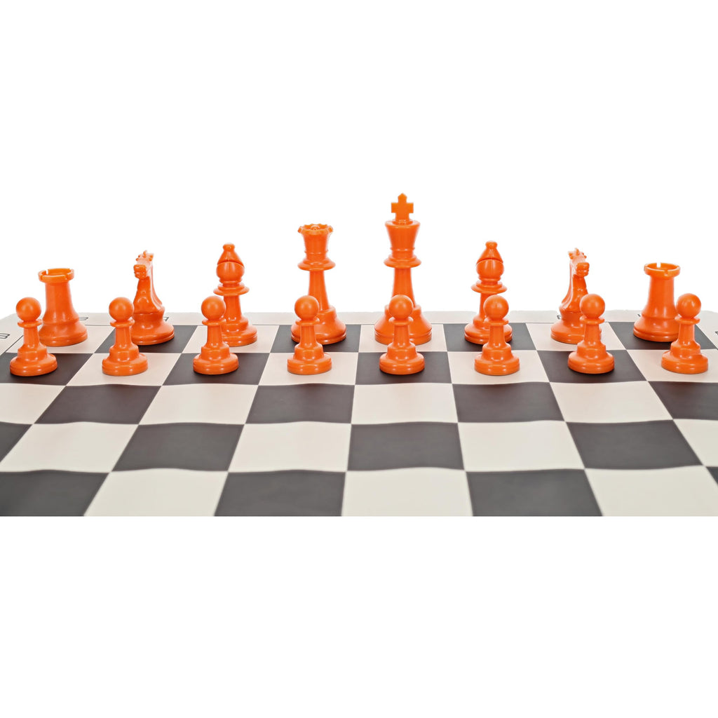 WE Games Orange Plastic Staunton Chess Pieces – 3.75 in King, Tournament Half Set with Extra Queen
