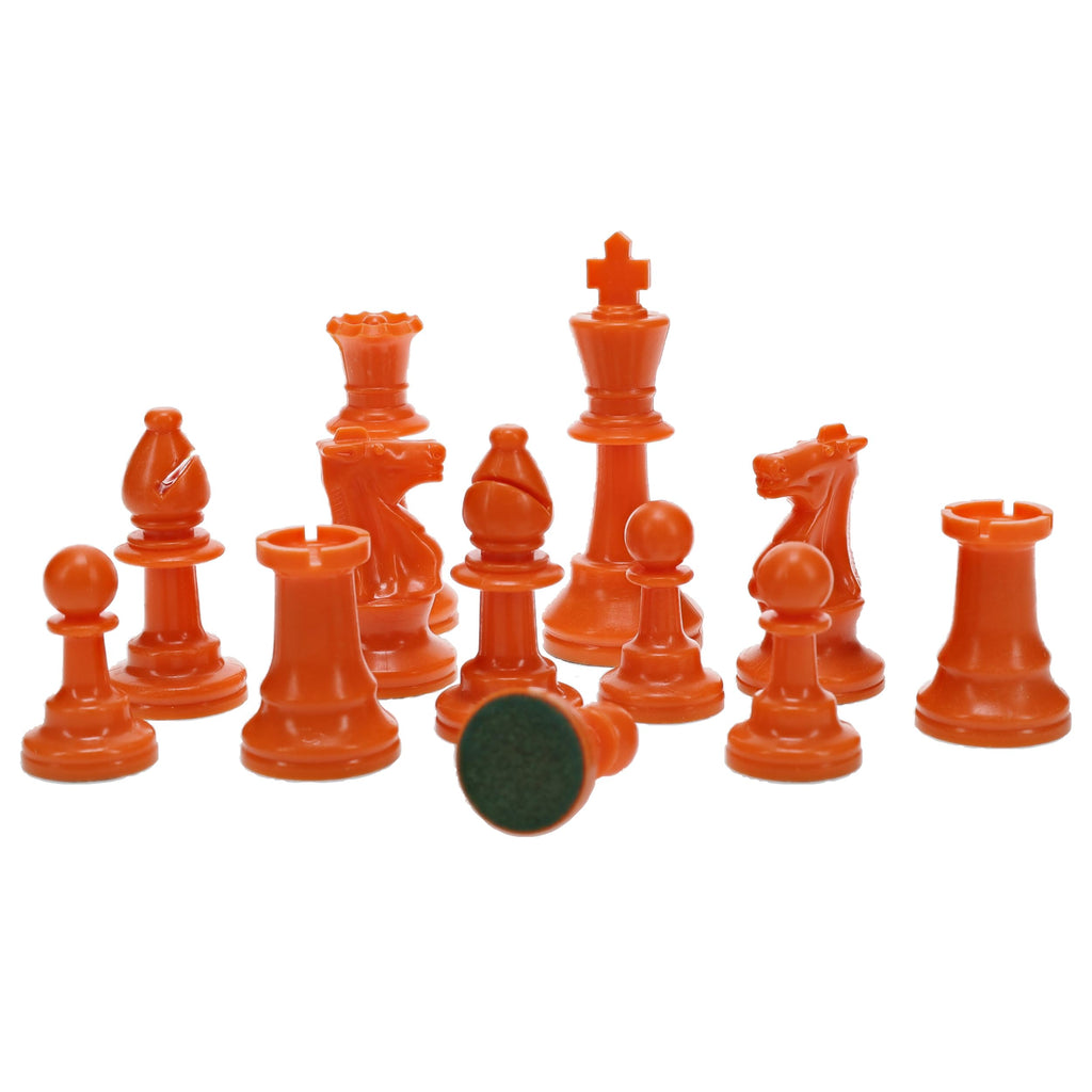 WE Games Orange Plastic Staunton Chess Pieces – 3.75 in King, Tournament Half Set with Extra Queen
