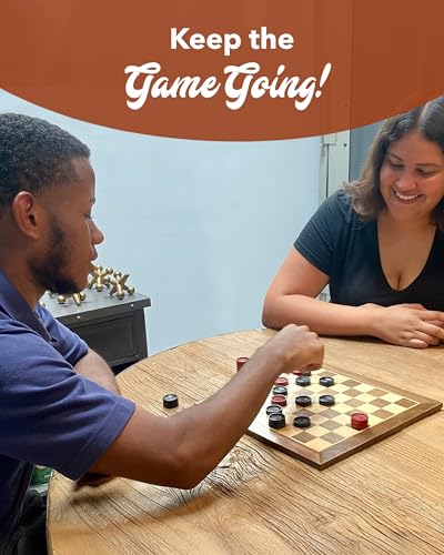 WE Games Wooden Checkers Pieces - 24 Red & Black Checkers, 1.062-inch, with Storage Bag
