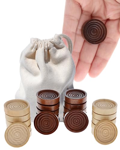 WE Games Wooden Checkers Pieces (1.06 inch) – Replacement Pieces for Checkers & Backgammon with Storage Bag