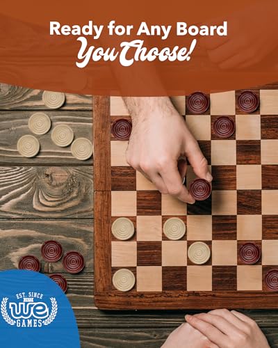 WE Games Wooden Checkers Pieces (1.06 inch) – Replacement Pieces for Checkers & Backgammon with Storage Bag