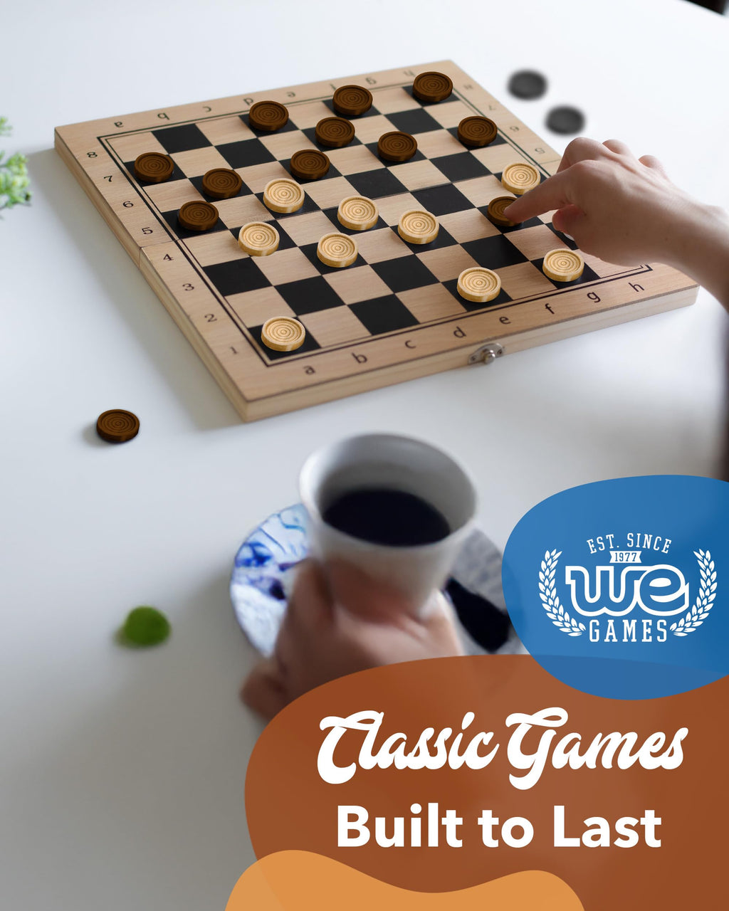 WE Games Wooden Checkers Pieces (1.06 inch) – Replacement Pieces for Checkers & Backgammon with Storage Bag