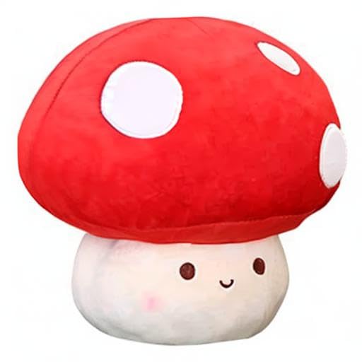 WeBingo 9 Inch Mushroom Plush Pillow – Super Soft Cute Stuffed Animal Toy for Kids and Adults