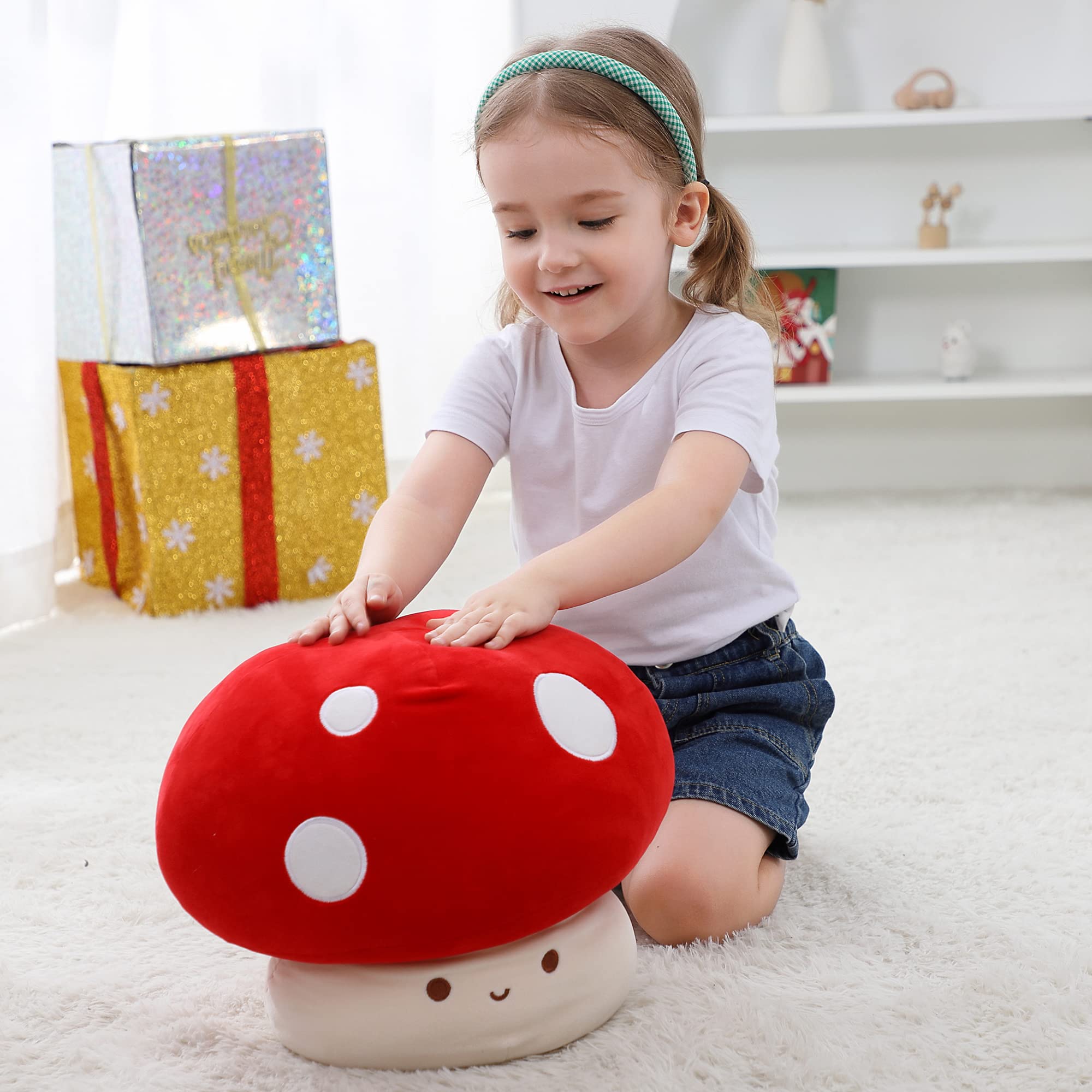 WeBingo 9 Inch Mushroom Plush Pillow – Super Soft Cute Stuffed Animal Toy for Kids and Adults