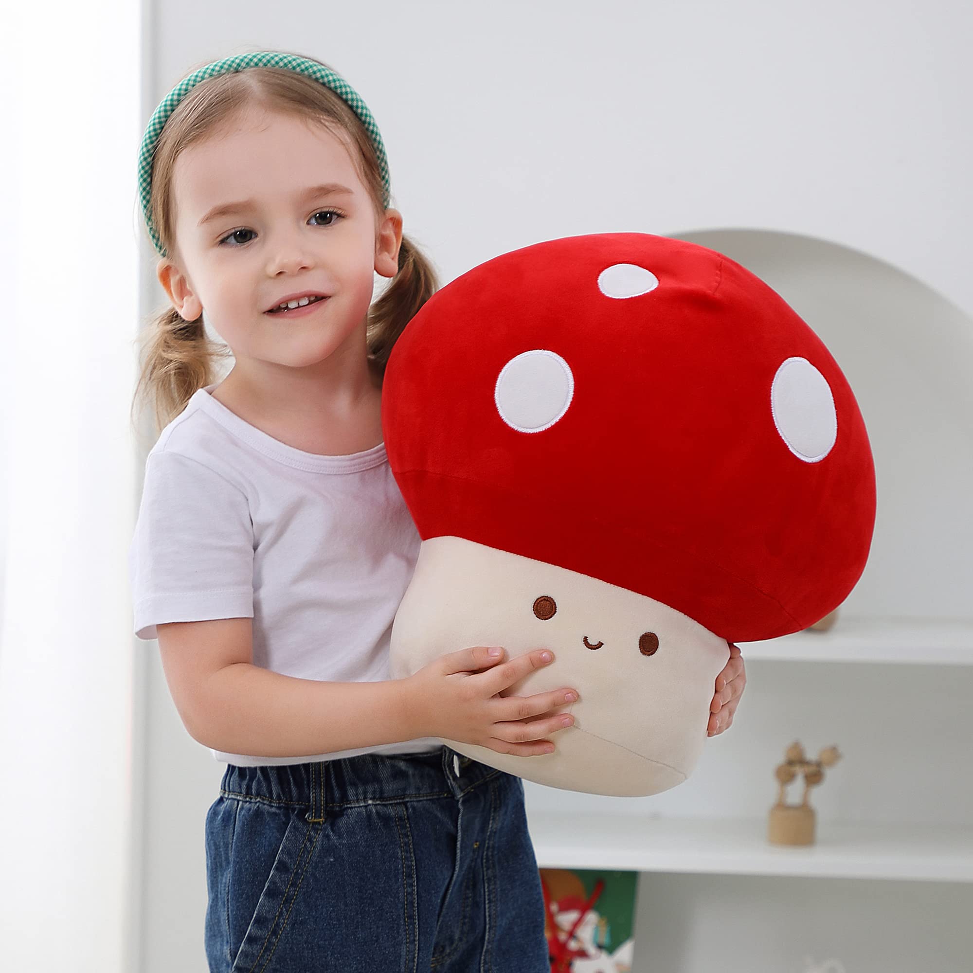 WeBingo 9 Inch Mushroom Plush Pillow – Super Soft Cute Stuffed Animal Toy for Kids and Adults