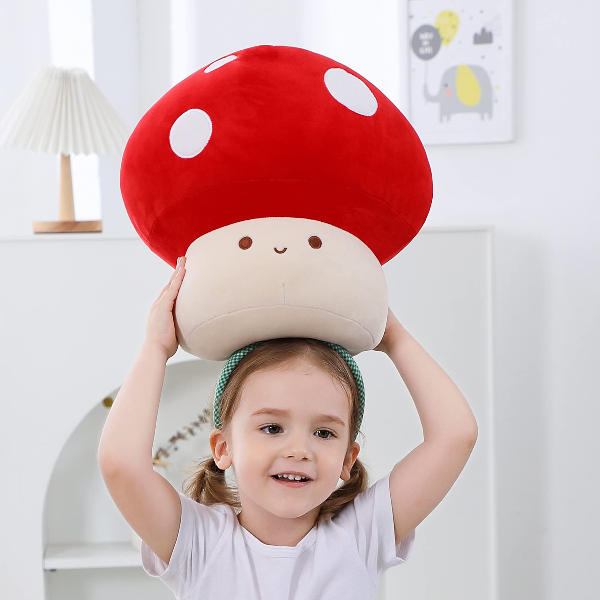 WeBingo 9 Inch Mushroom Plush Pillow – Super Soft Cute Stuffed Animal Toy for Kids and Adults