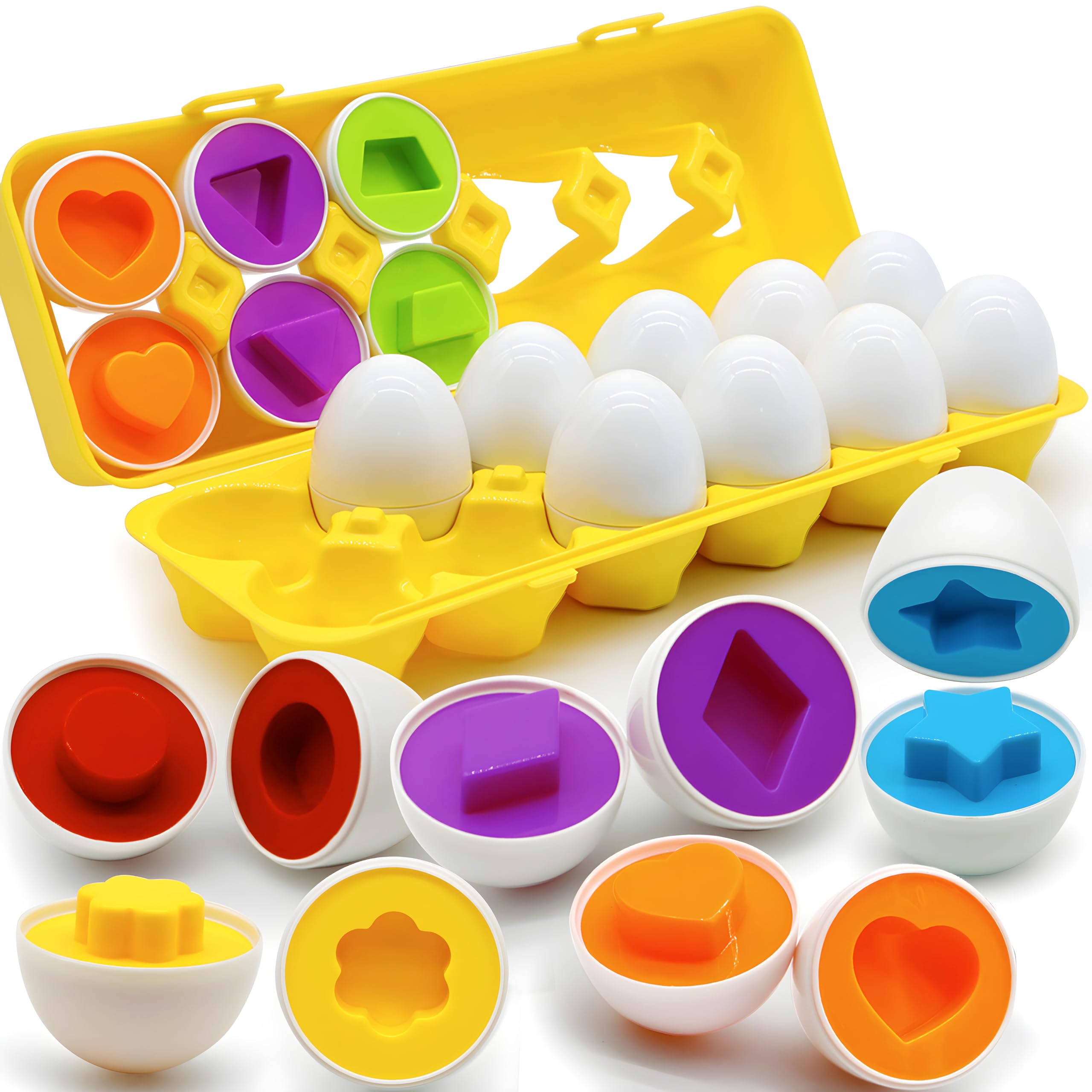 WEEJOYGAM Matching Eggs Toys for Toddlers 1-3 – Shape Sorter & Color Learning Set