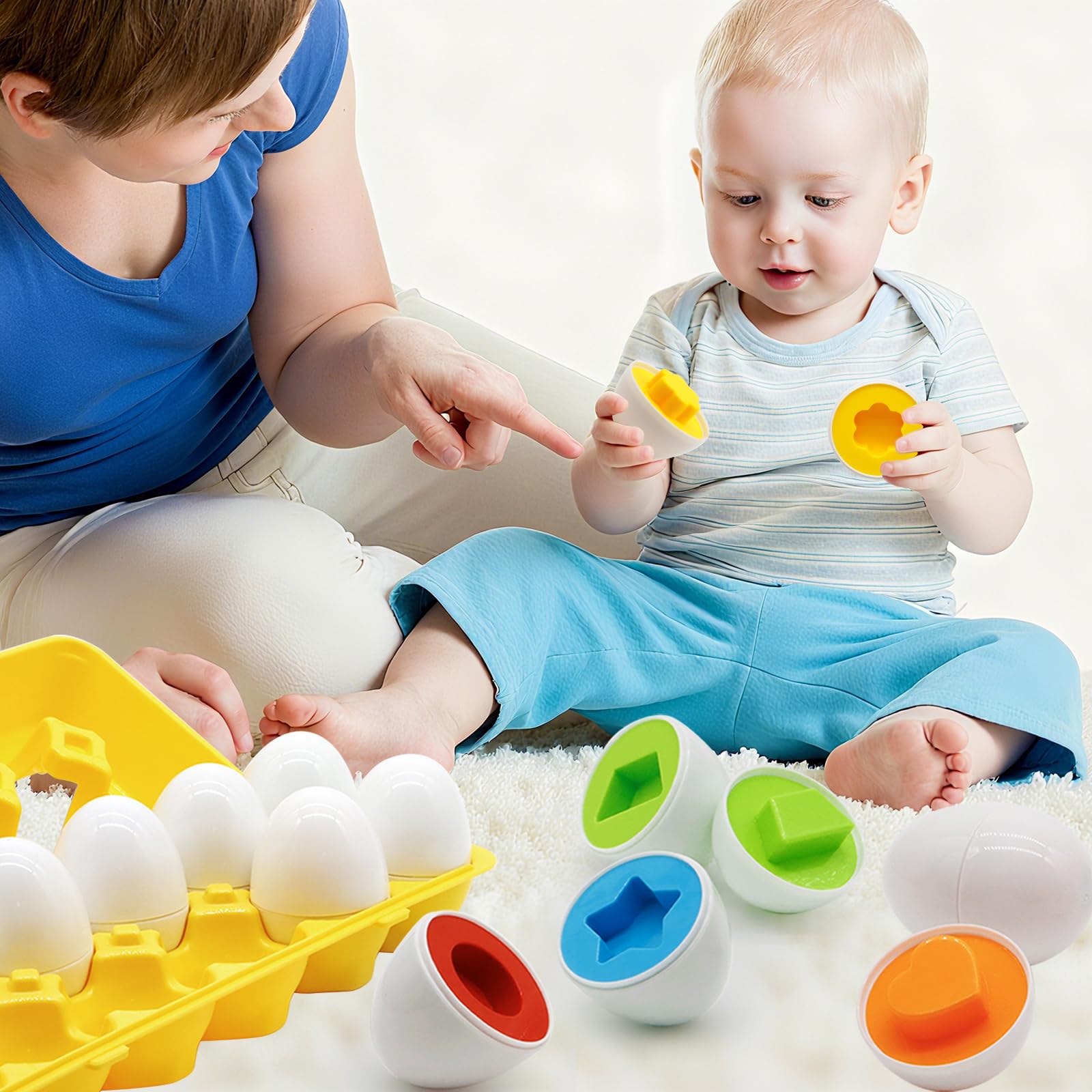 WEEJOYGAM Matching Eggs Toys for Toddlers 1-3 – Shape Sorter & Color Learning Set