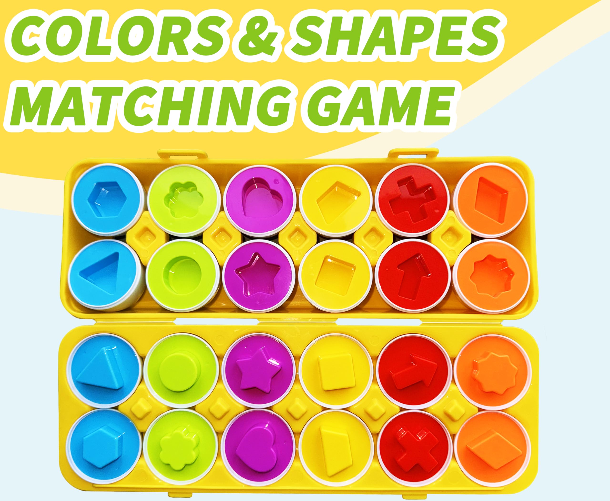 WEEJOYGAM Matching Eggs Toys for Toddlers 1-3 – Shape Sorter & Color Learning Set